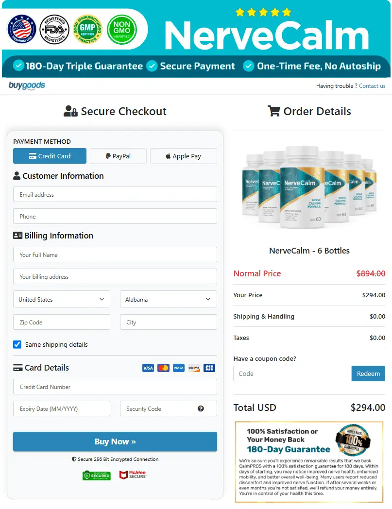NerveCalm® Secure Order Form